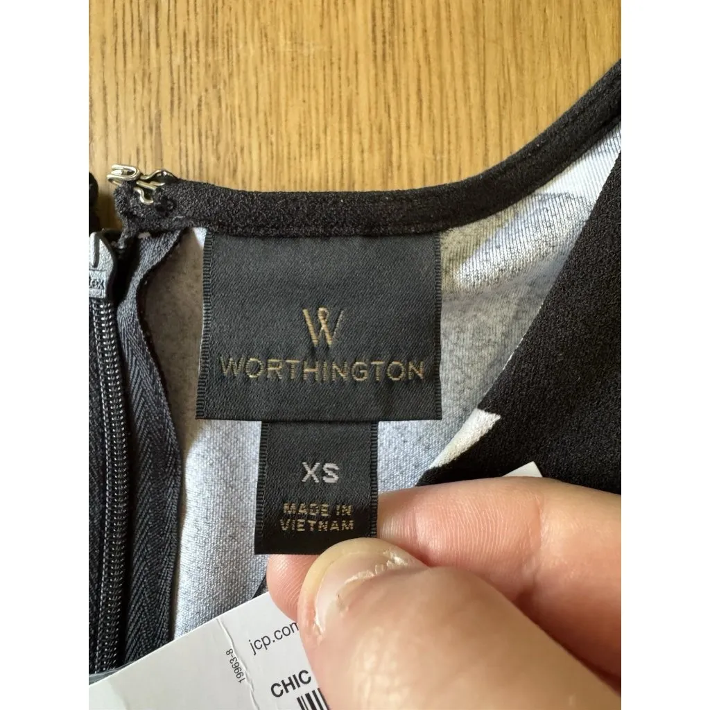 Worthington Midi Jumper Floral Chic Size XS Zip Tie Front Business Casual Office - Image 3