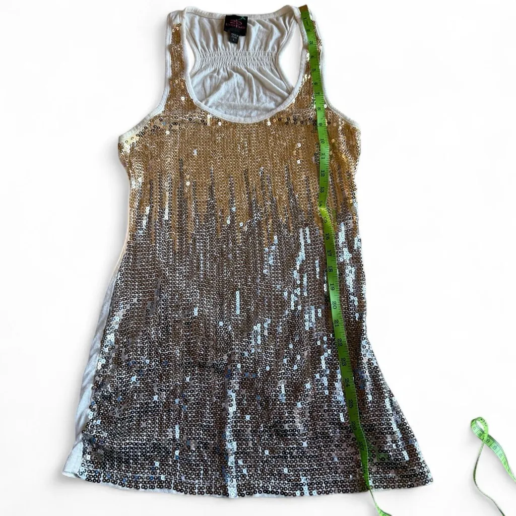 bebe Gold and Silver Sequin Tank Top - Image 6