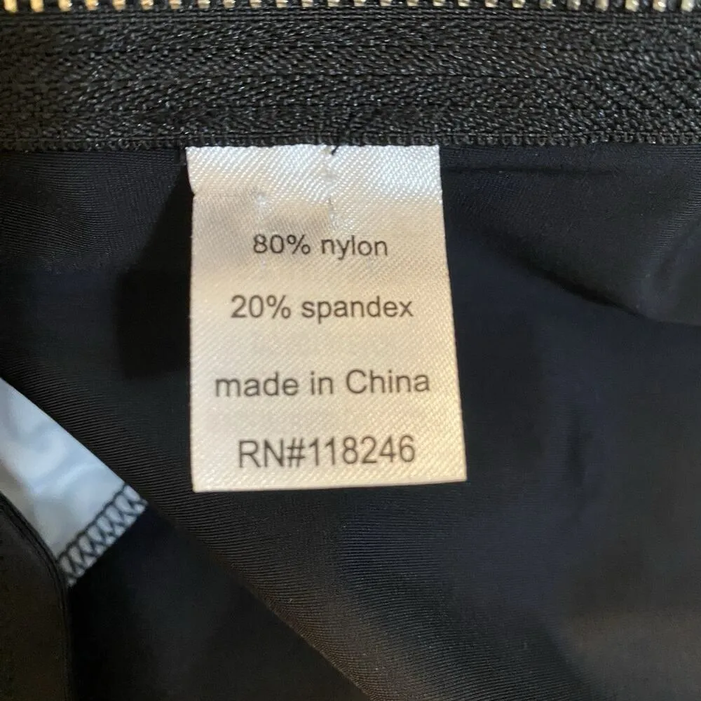 Cabana Life Large UPF 50+ Dress Black White Tile Geometric Print Long Sleeve Zip - Image 3