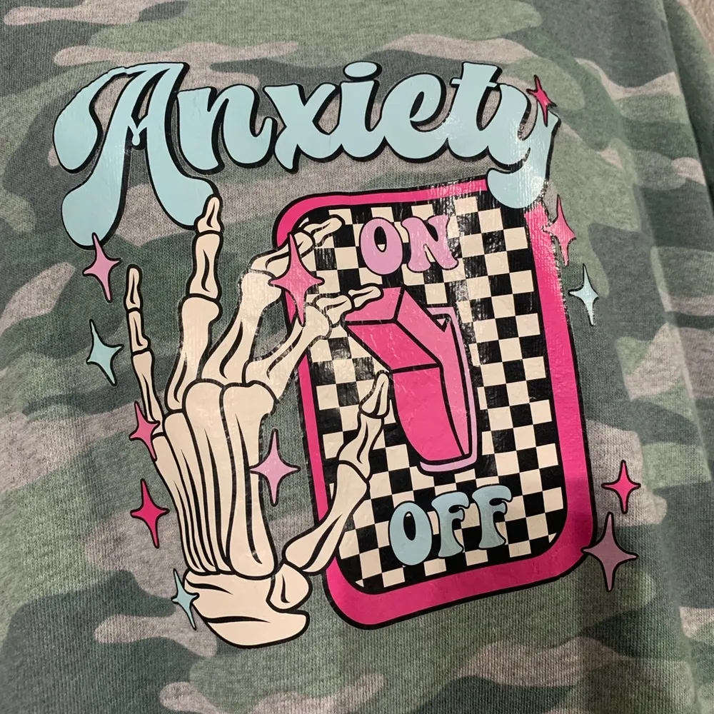 Anxiety On Camo Long Sleeve Top Green Size XL - Image 3