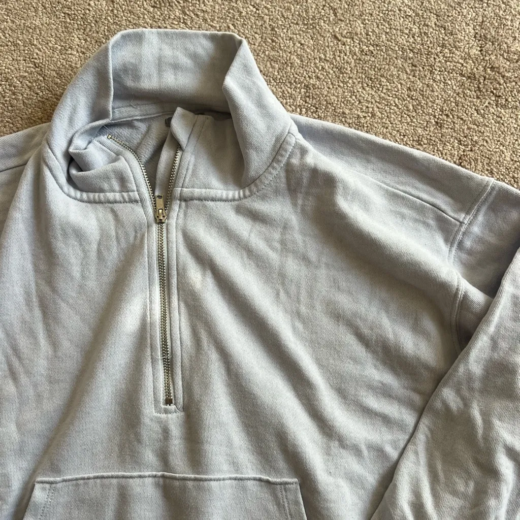 aerie | powder blue quarter zip | size medium - Image 3