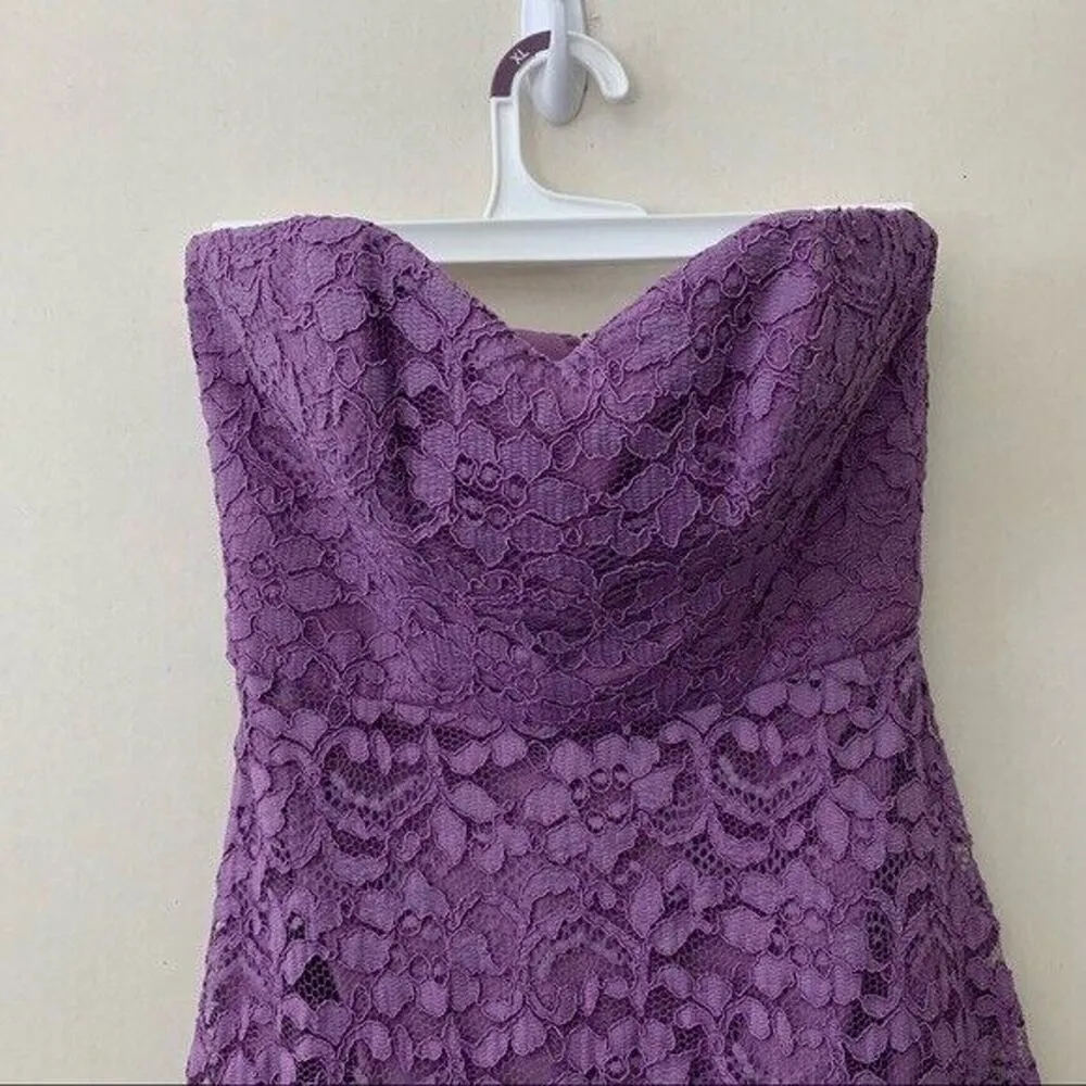 David’s Bridal Strapless Lace Dress With Full Skirt Wisteria F16010 Bridesmaid 0 - Image 3