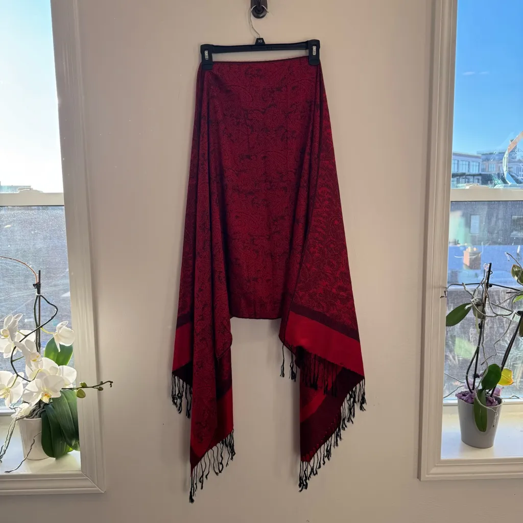 Bundle of Red, Orange, and Blue Silk Scarf/Pashmina Red - Image 5