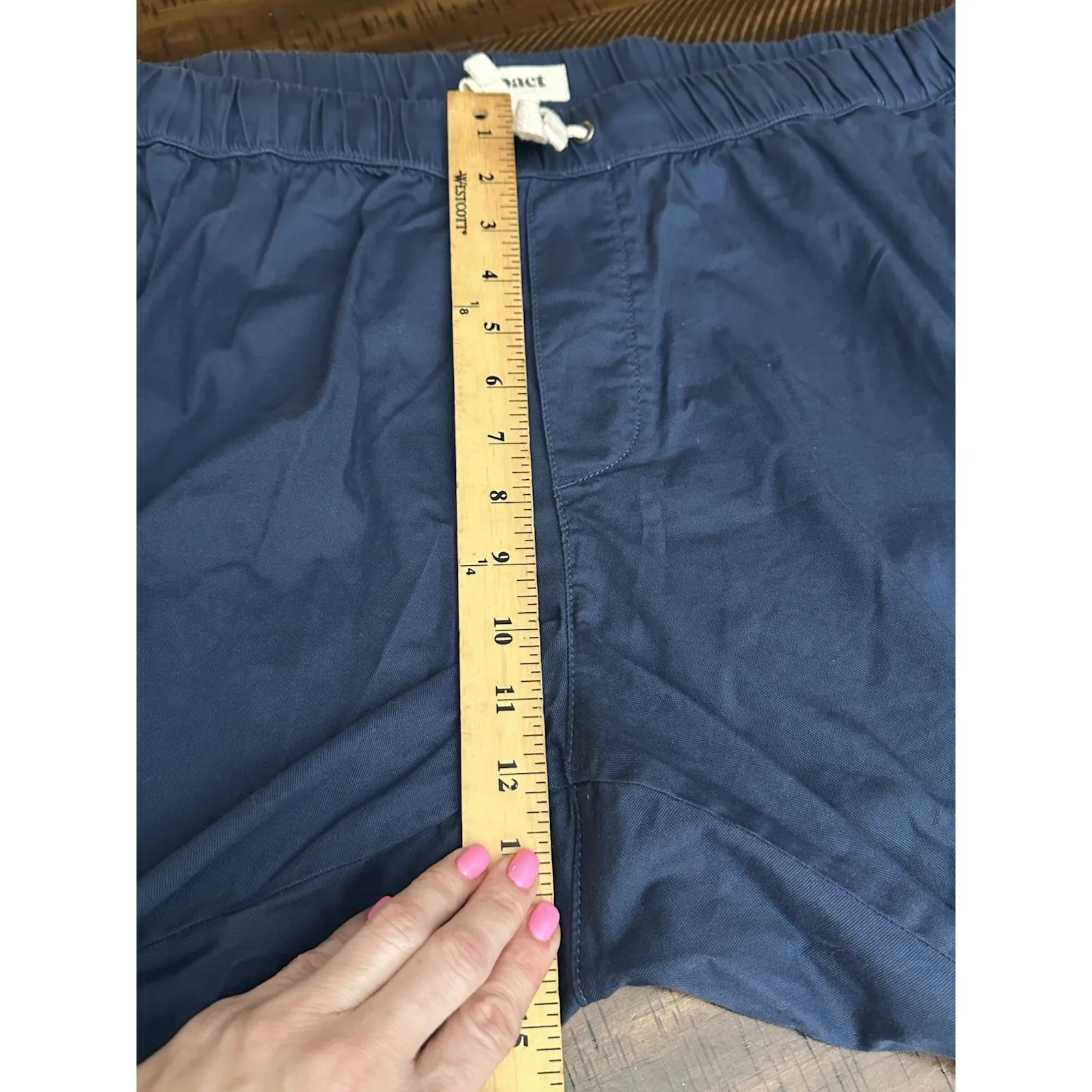 PACT Women's Pants XXXL 3XL Blue Daily Twill Crop Drawstring Pockets #P8-6 - Image 4