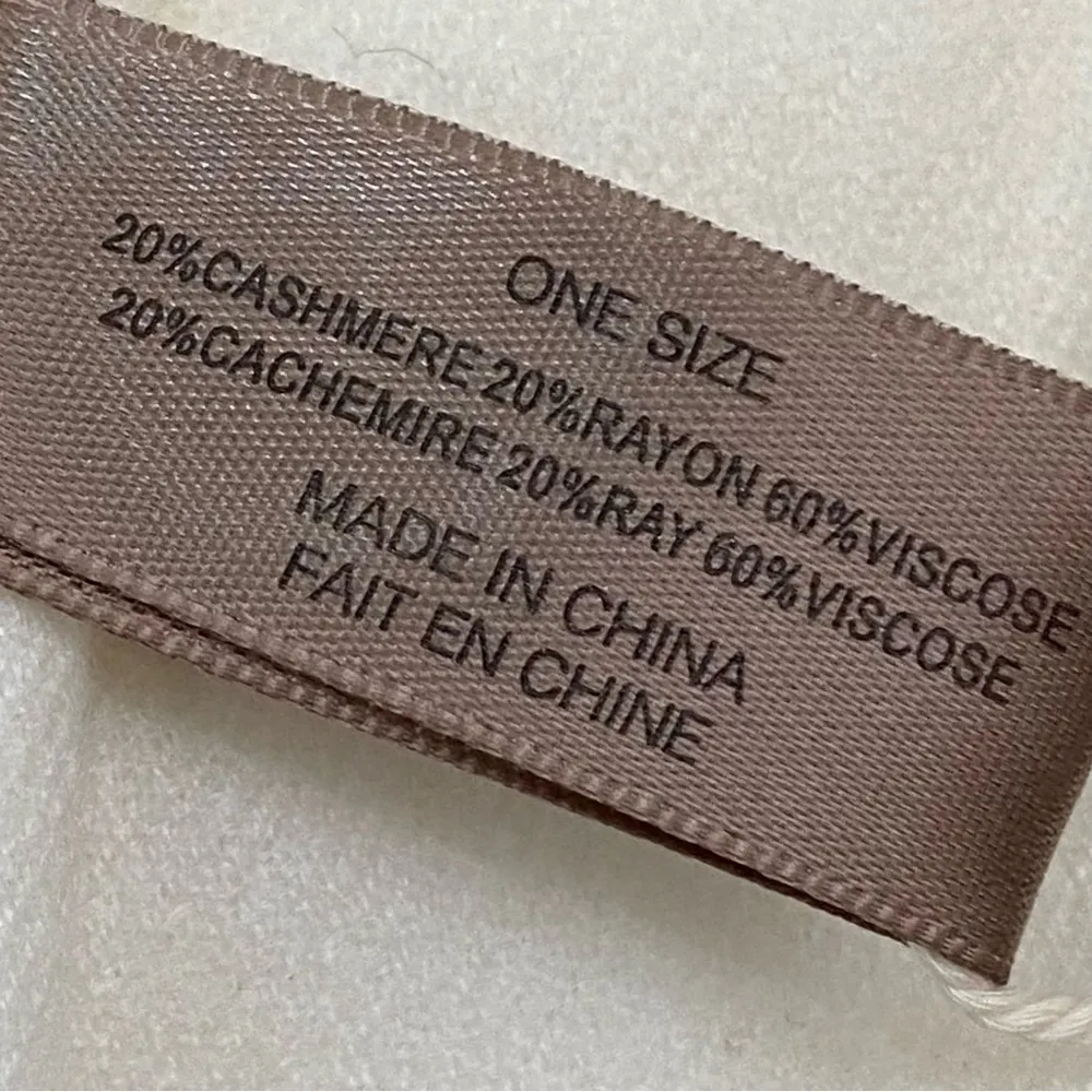 LOOK by M Cashmere Cream Soft Solid Cashmere Fringe Scarf 28”X77” - Image 9