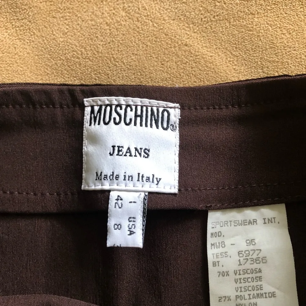 MOSCHINO |  Brown Velvet Trim Pencil Skirt - Image 4