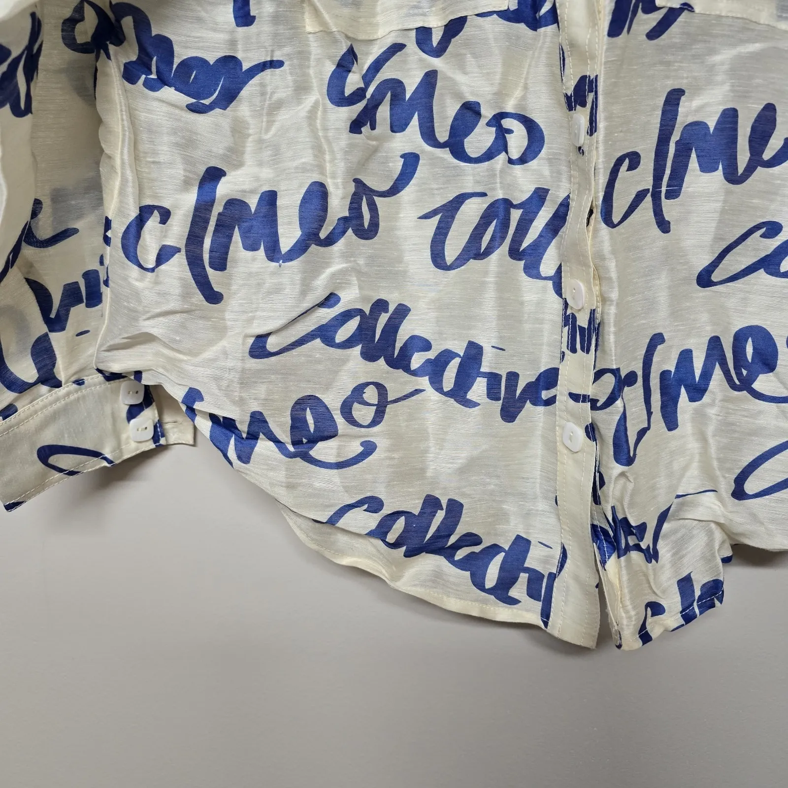 C/Meo Collective Slow Burn Long Sleeve Short Logo Print Cream Oversized XXS - Image 6