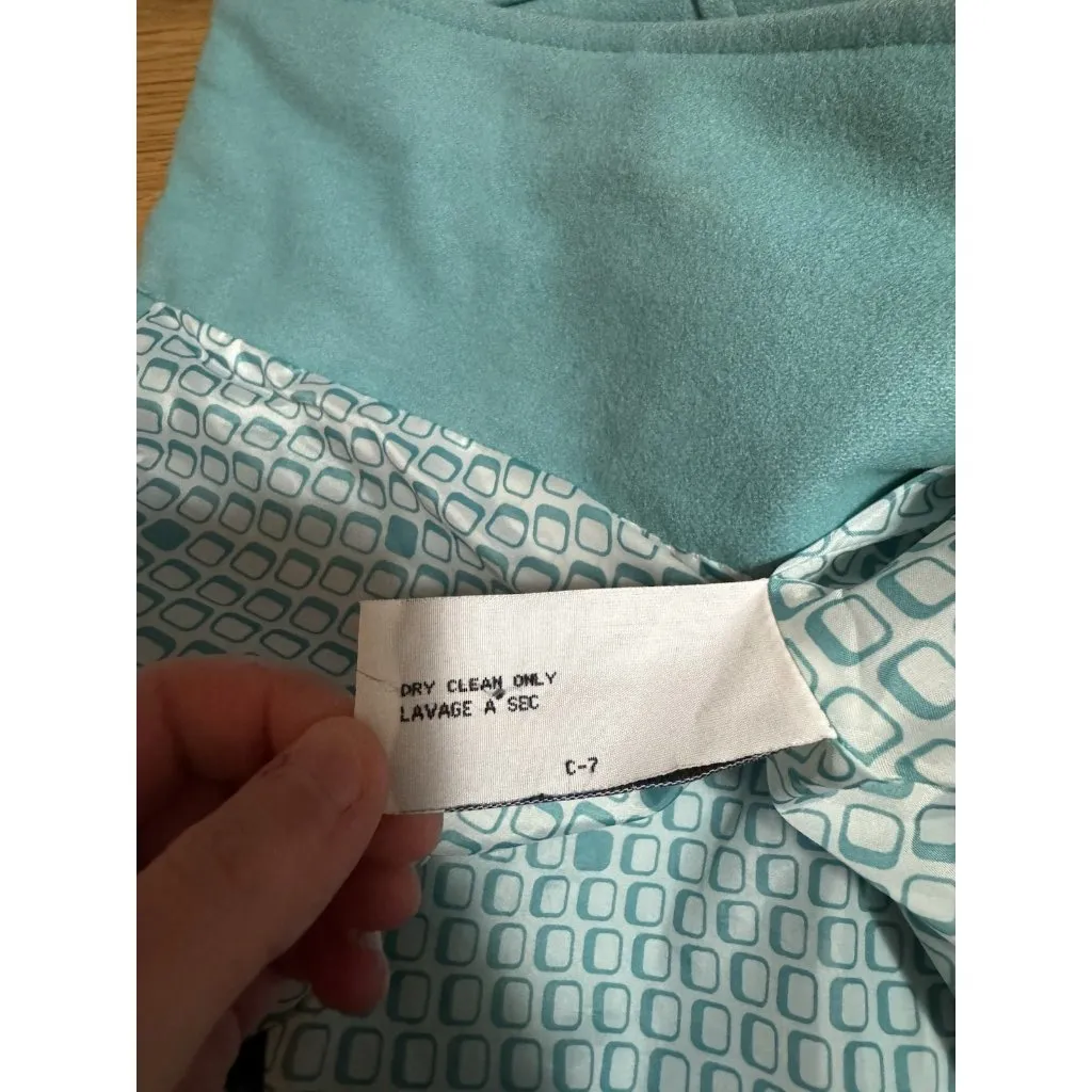 Retro Mod Quiet Luxury Classic Anthropologie Tulle Wool Peacoat Tiffany Blue S - Image 10