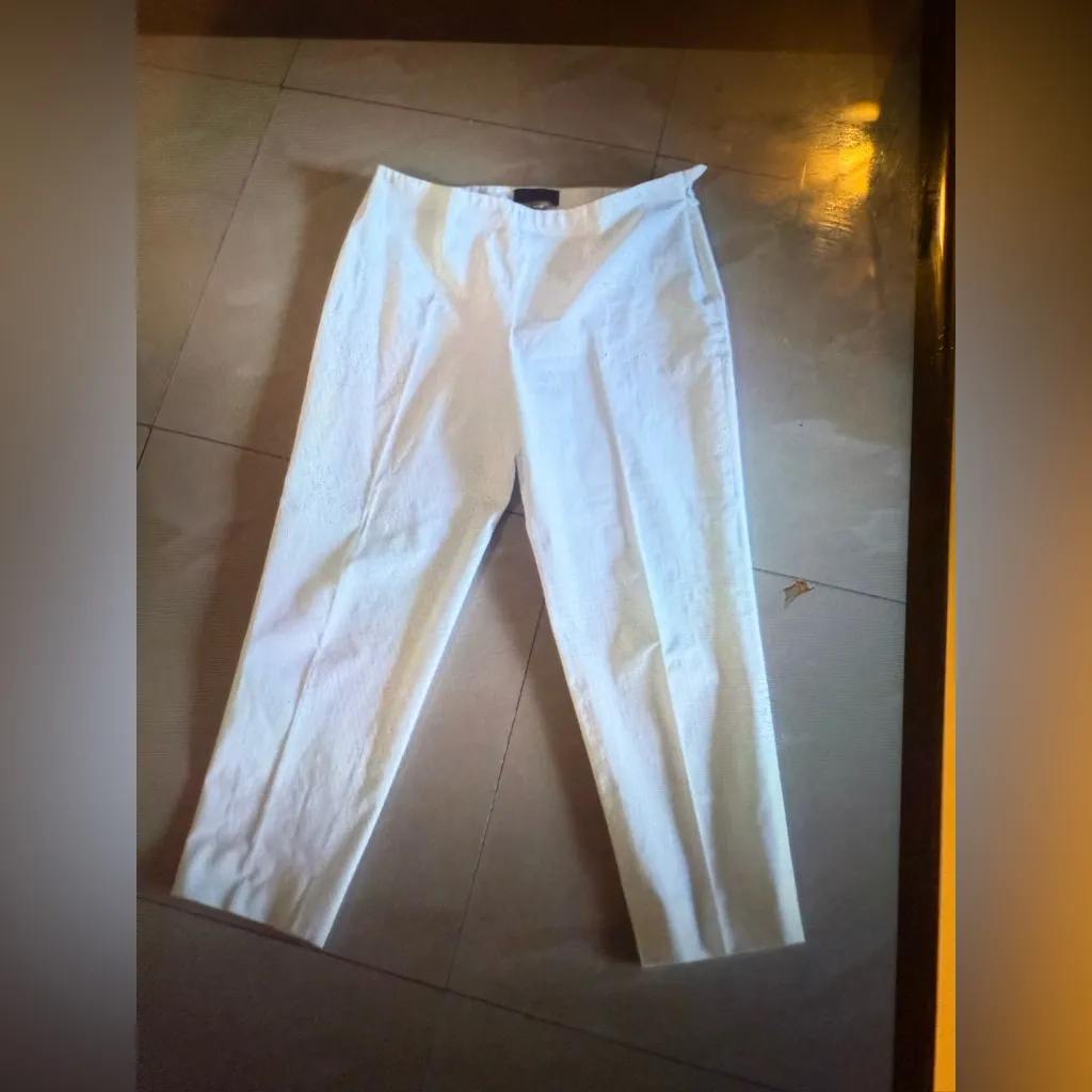 Piazza Sempione Audrey White Cotton Cropped Tapered Pants - CPA 350031 size 46 - Image 5