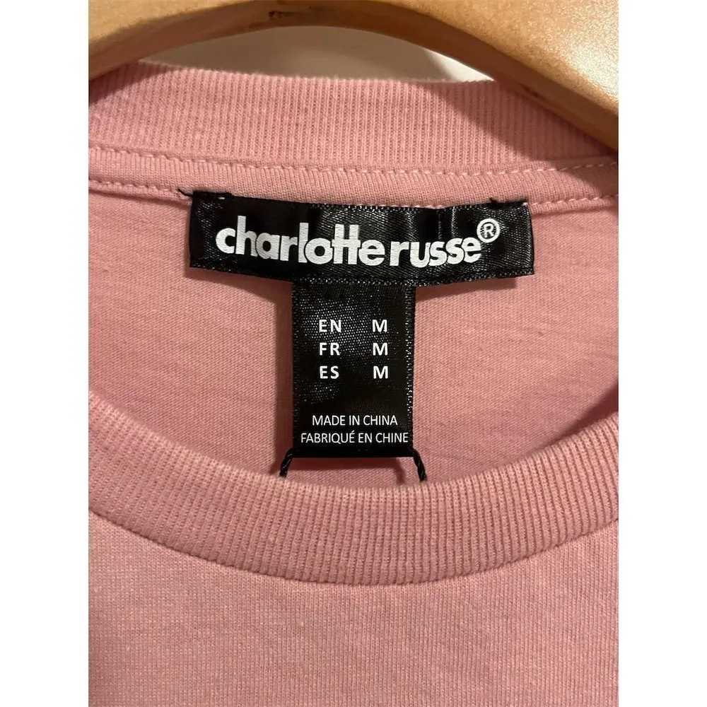Charlotte Russe T Shirt Womens M Pink Graphic Motorcycle Vintage Theme Tee NEW - Image 6
