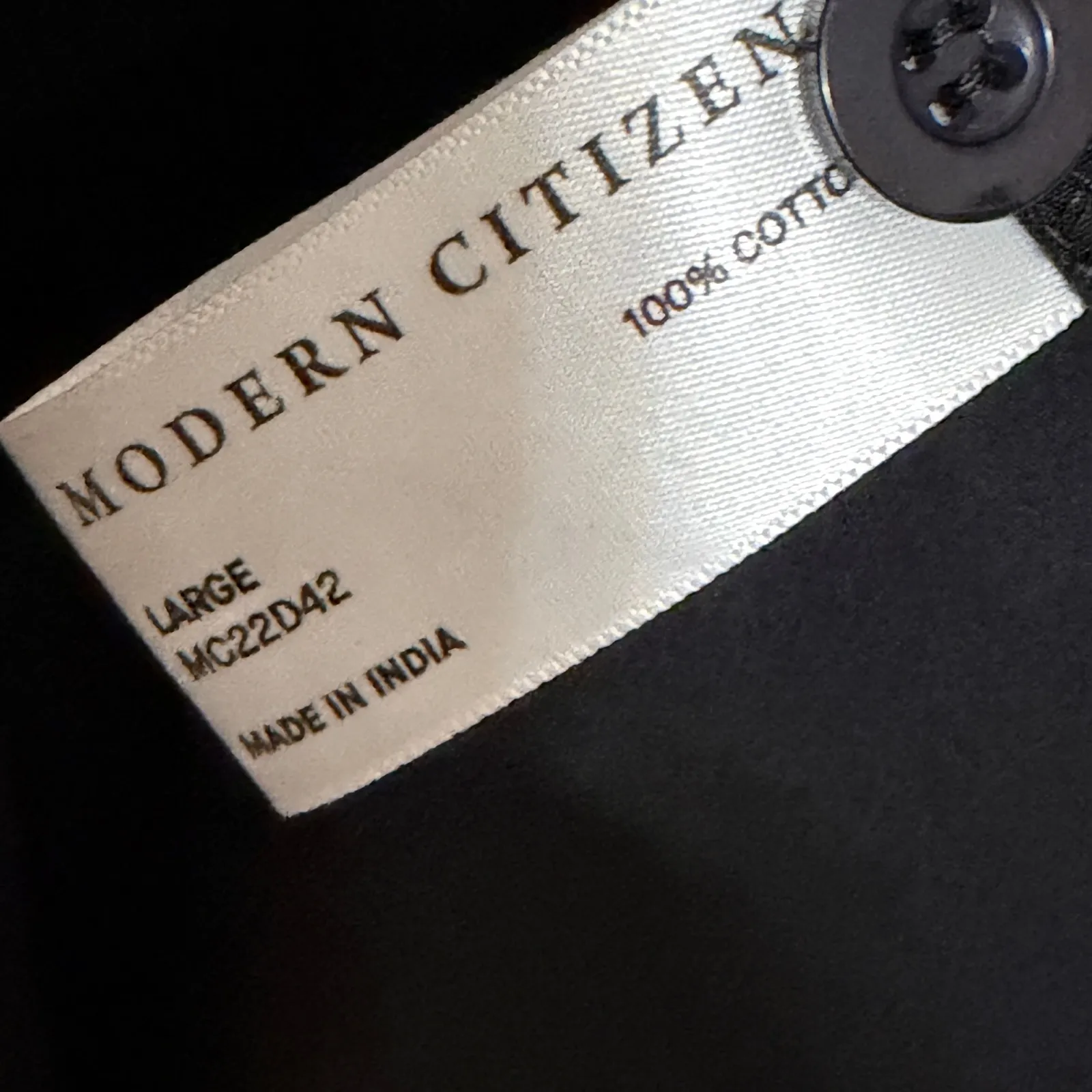 MODERN CITIZEN Taylor Shirt Midi Dress Black Cotton Twist Front Size Large - Image 10