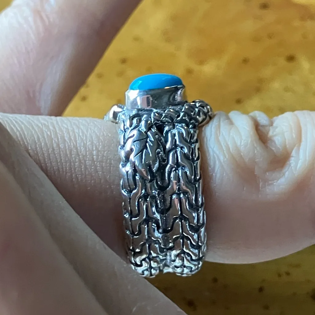 Sleeping Beauty Turquoise Sterling Silver Dragon Ring Size 6 Blue - Image 3