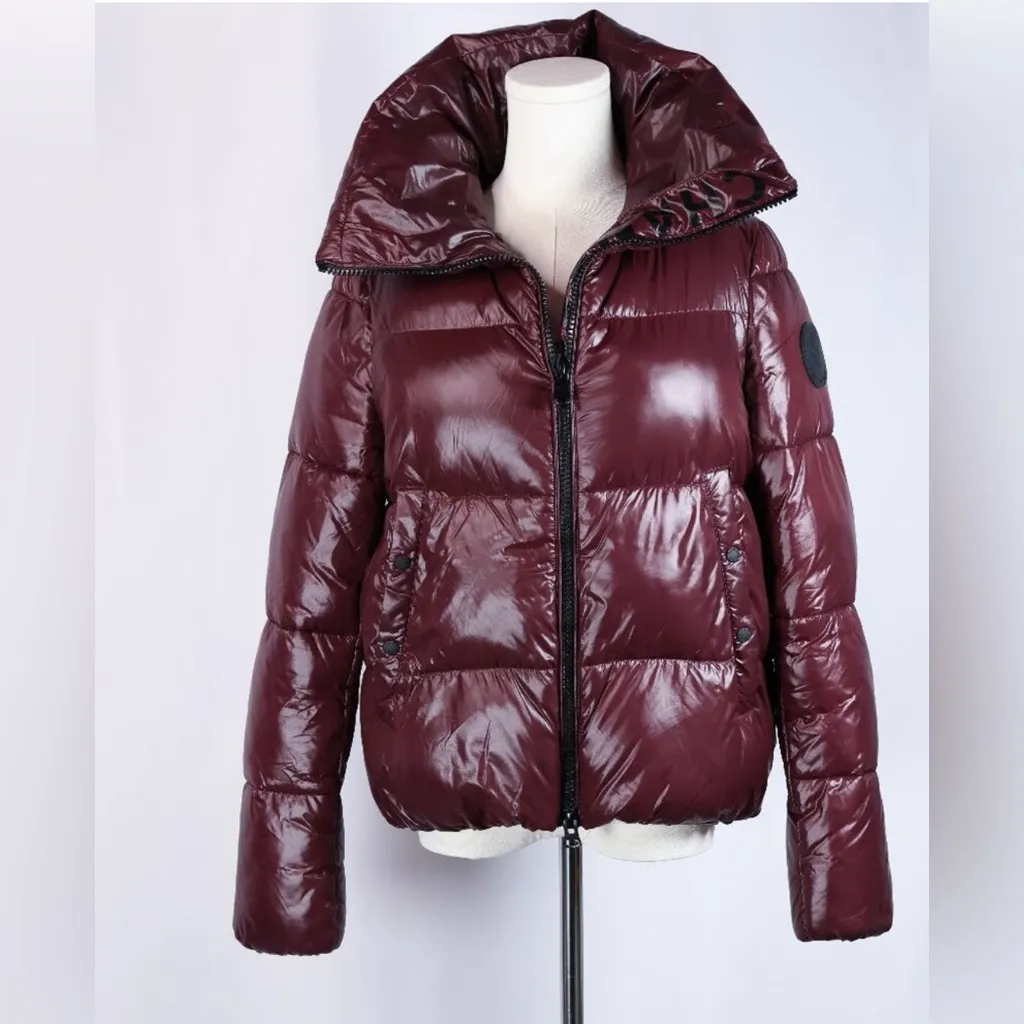 Save the Duck Short Jacket Puffer Hooded Burgundy Size L Purple Size L - Image 2