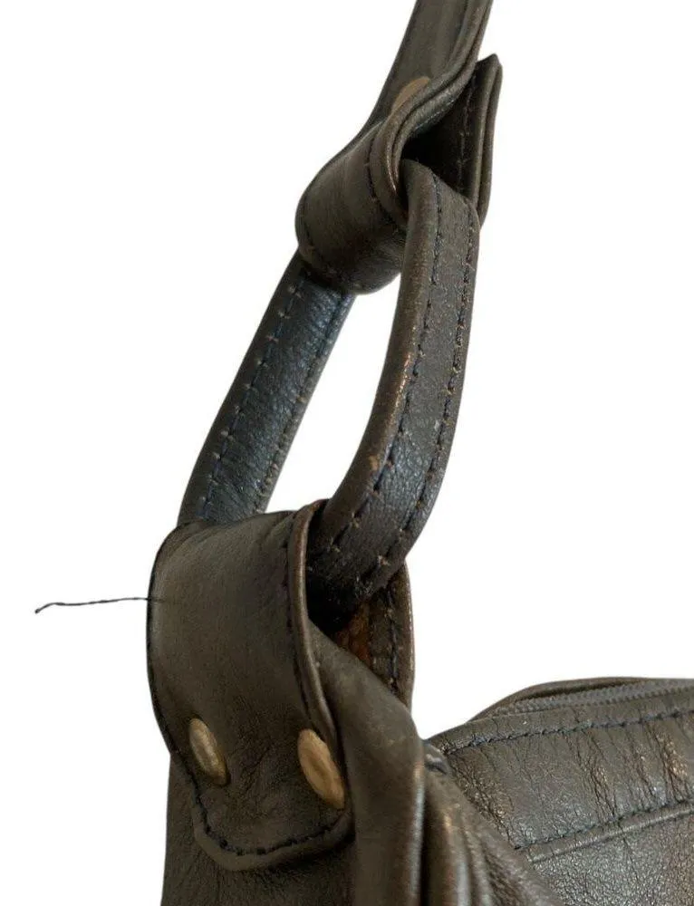 Vintage Dark Olive Green Genuine Brazilian Leather Adjustable Shoulder Purse Bag - Image 14