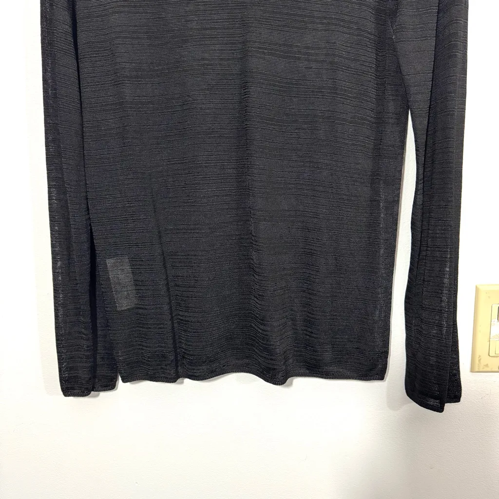 MM Lafleur Sheer Black Long Sleeve Knit Sweater Top - Image 11