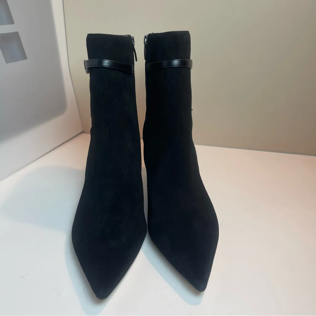 Nine West Ansell Glam Stiletto Kitten Heel Dress Ankle Boots Black Suede W 12 - Image 7