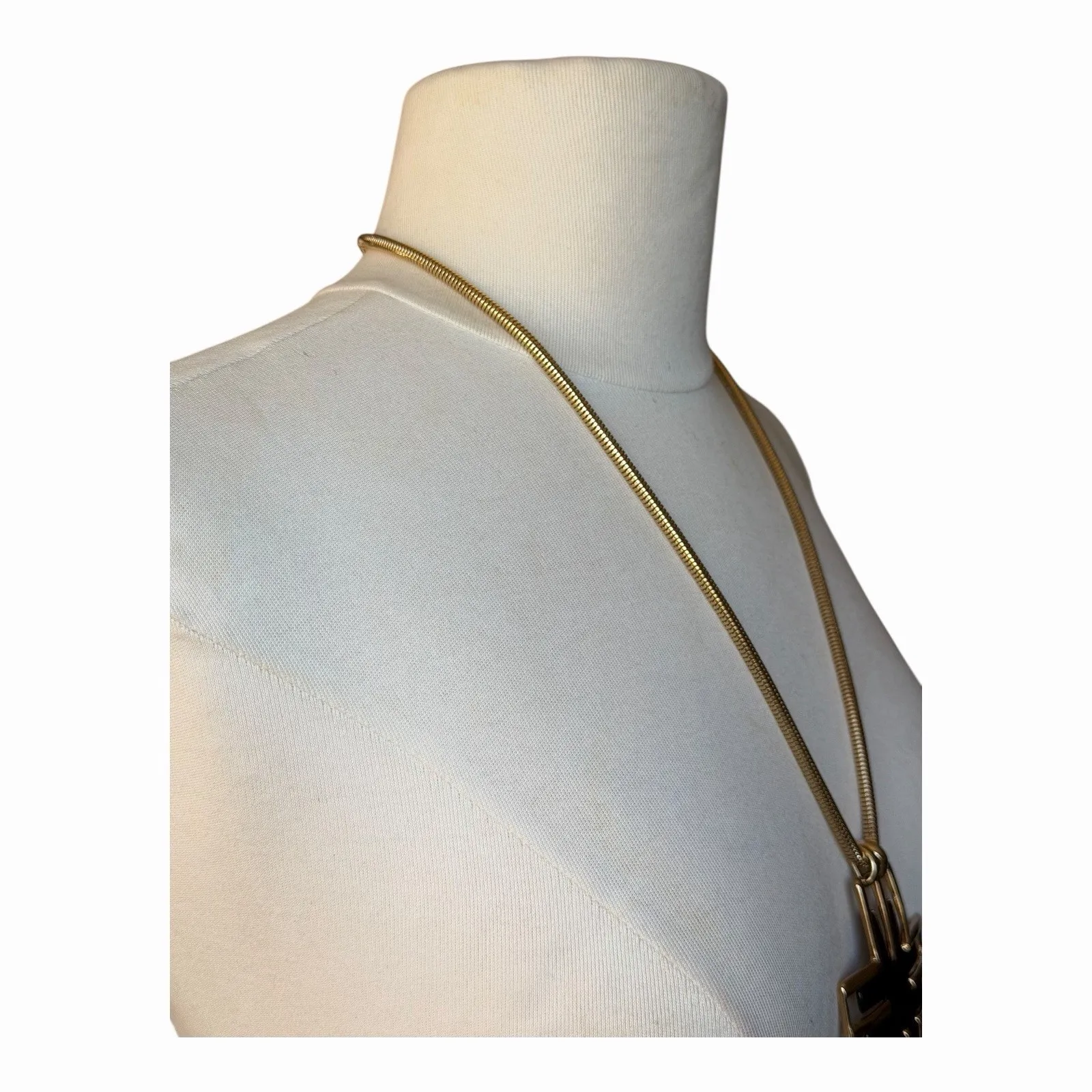 Jules Smith Twitter Cross Statement Necklace Sleek Black Enamel Yellow Gold NWT - Image 9