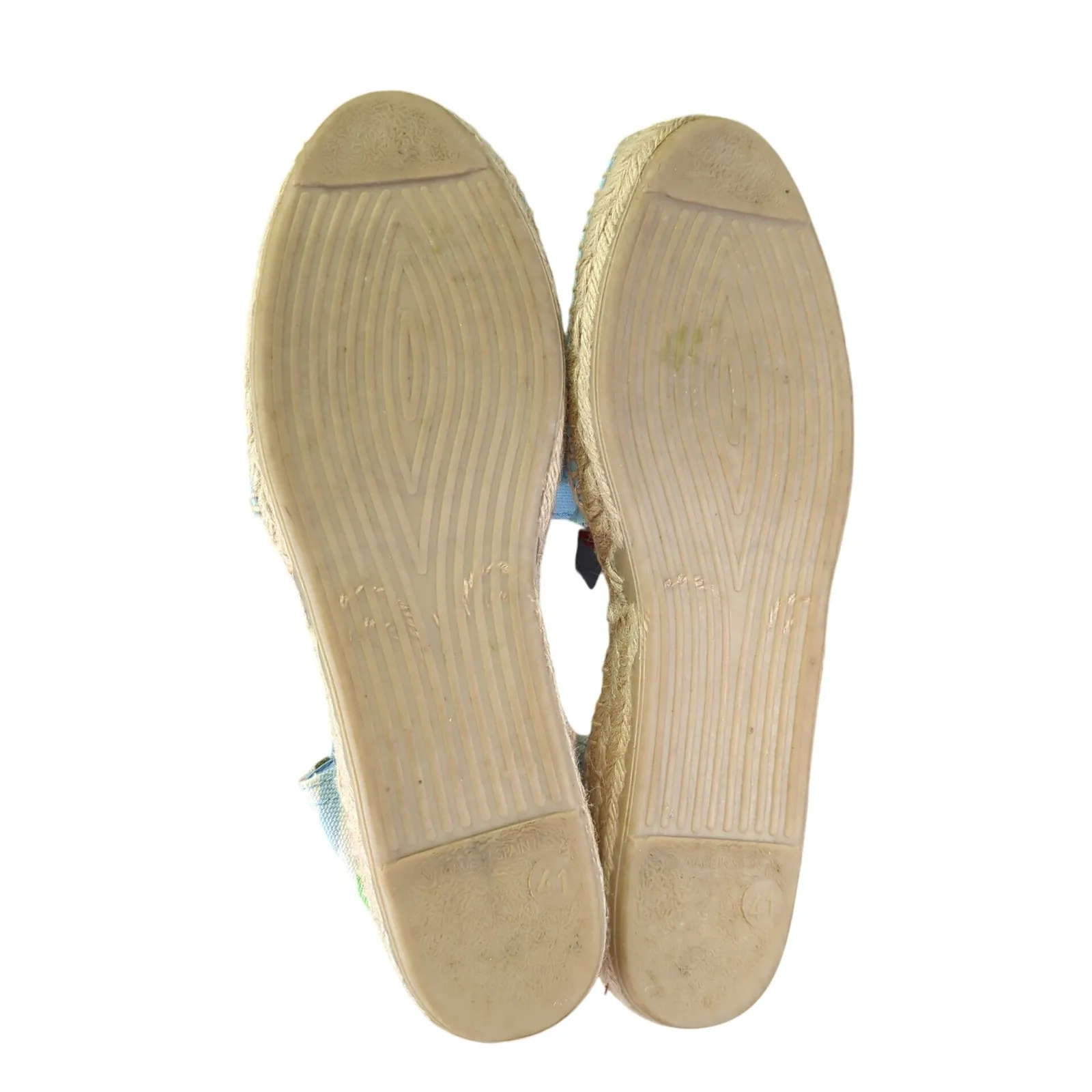 Toni Pons Etna Espadrille Wedge Sandal Striped Canvas Blue Elastic Size 41 US 10 - Image 6