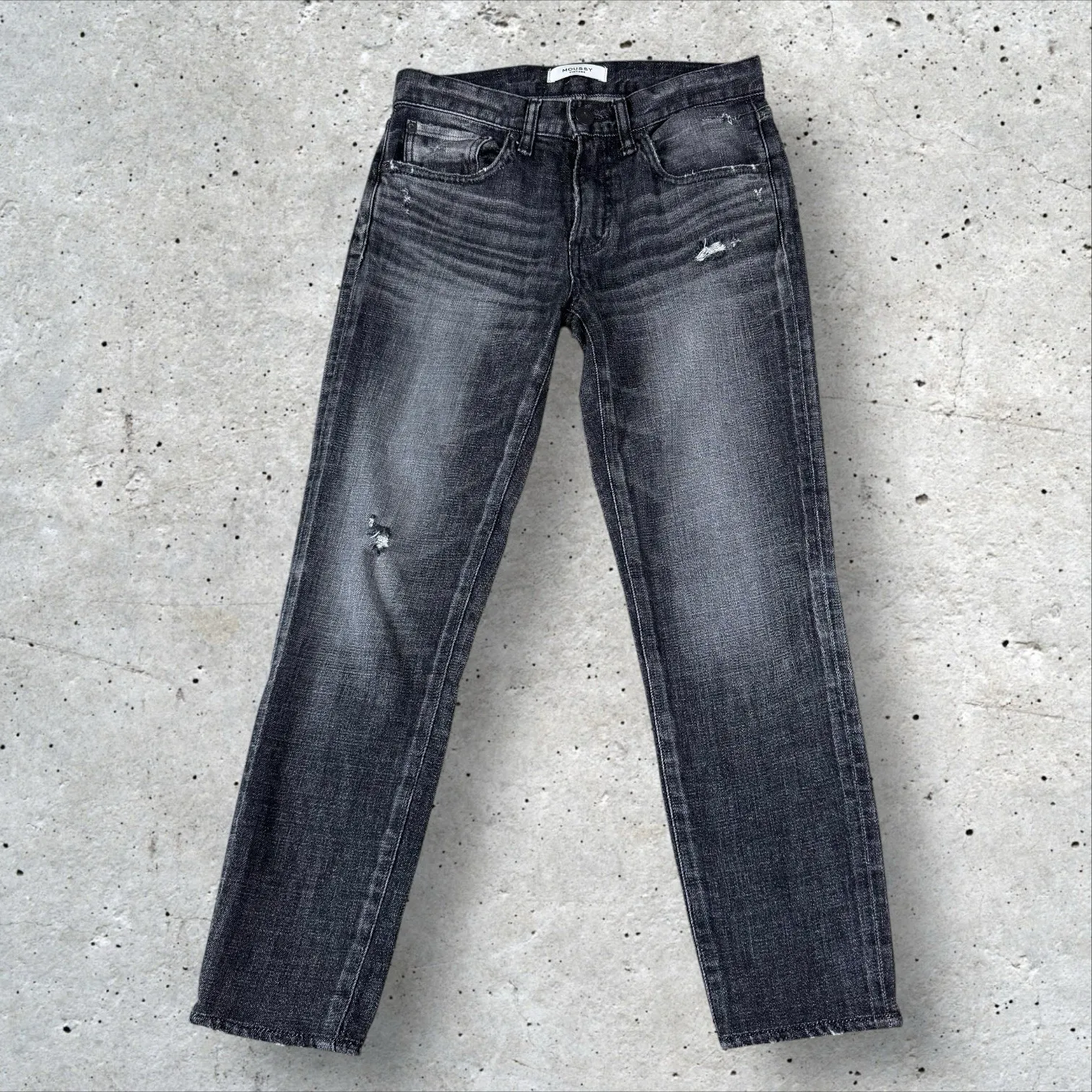 Moussy Vintage Prichard Straight in Faded Black Japanese Selvedge Denim Sz 25‎ - Image 2