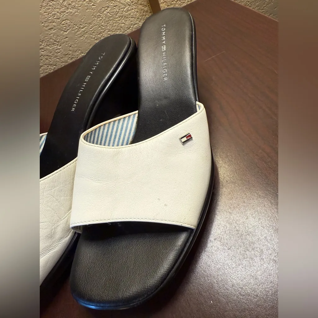 Tommy Hilfiger White and Black Mules - Image 8