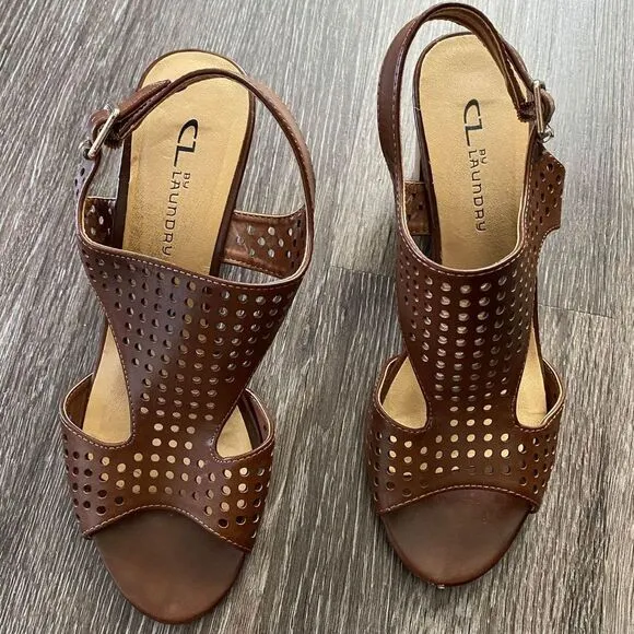 CL Chinese Laundry Caramel Sling Back Ankle Strap Block Heels Women's Sz 8.5 - Image 2