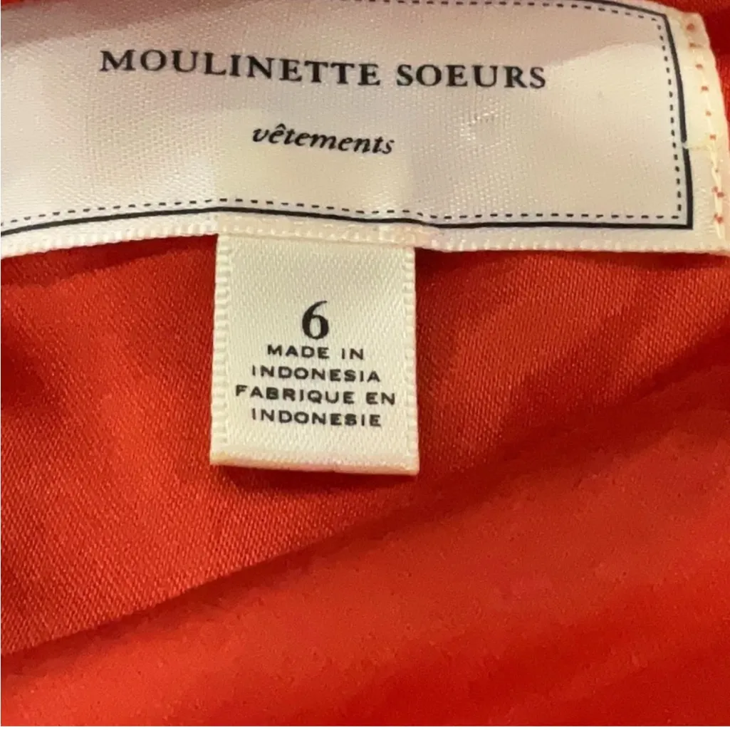 Anthropologie Red/Orange Lace Short Sleeve Dress Size 6 100% cotton lining - Image 6