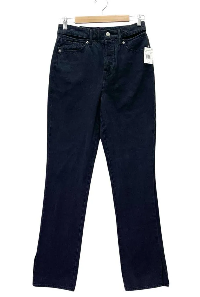 NWT Good American Good Boy Ripped Waist Jeans Black Size 2 High Rise Split Hem - Image 3