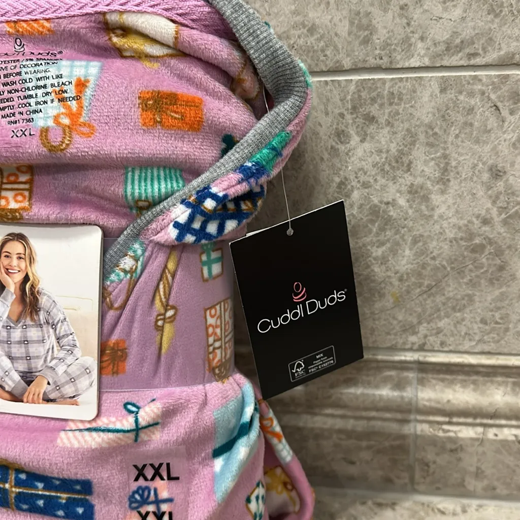 Cuddl Duds Velour Fleece V Neck PJ Pajama Set NEW Colorful Gifts Presents XXL - Image 5