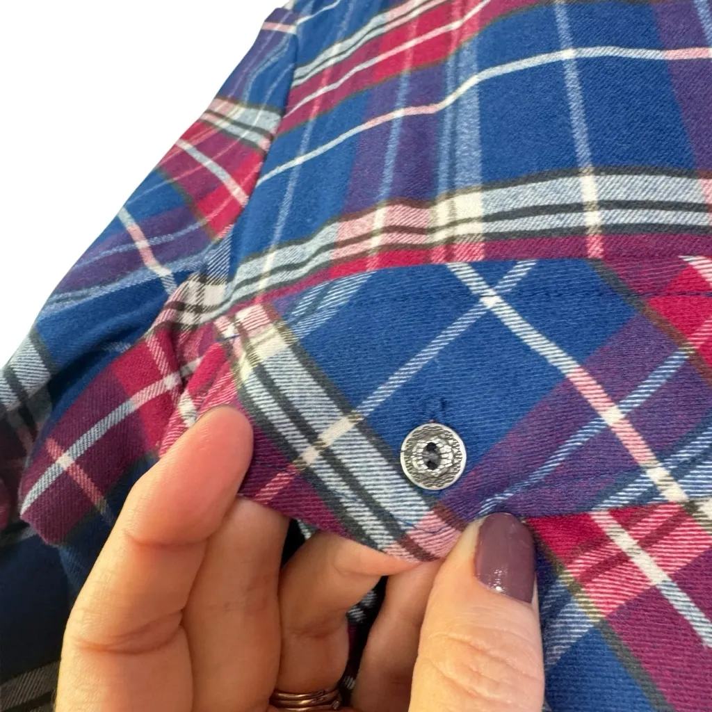 KUHL‎ Alina Flannel Button Shirt Long Sleeve Plaid Blue Red Women's SIZE Small S - Image 6
