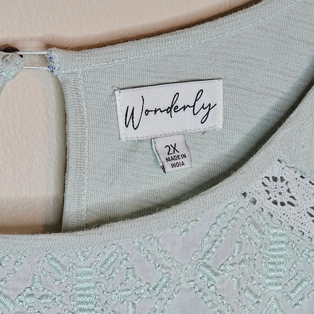 Wonderly Mint Green 2X Cottagecore Peplum Top - Image 6