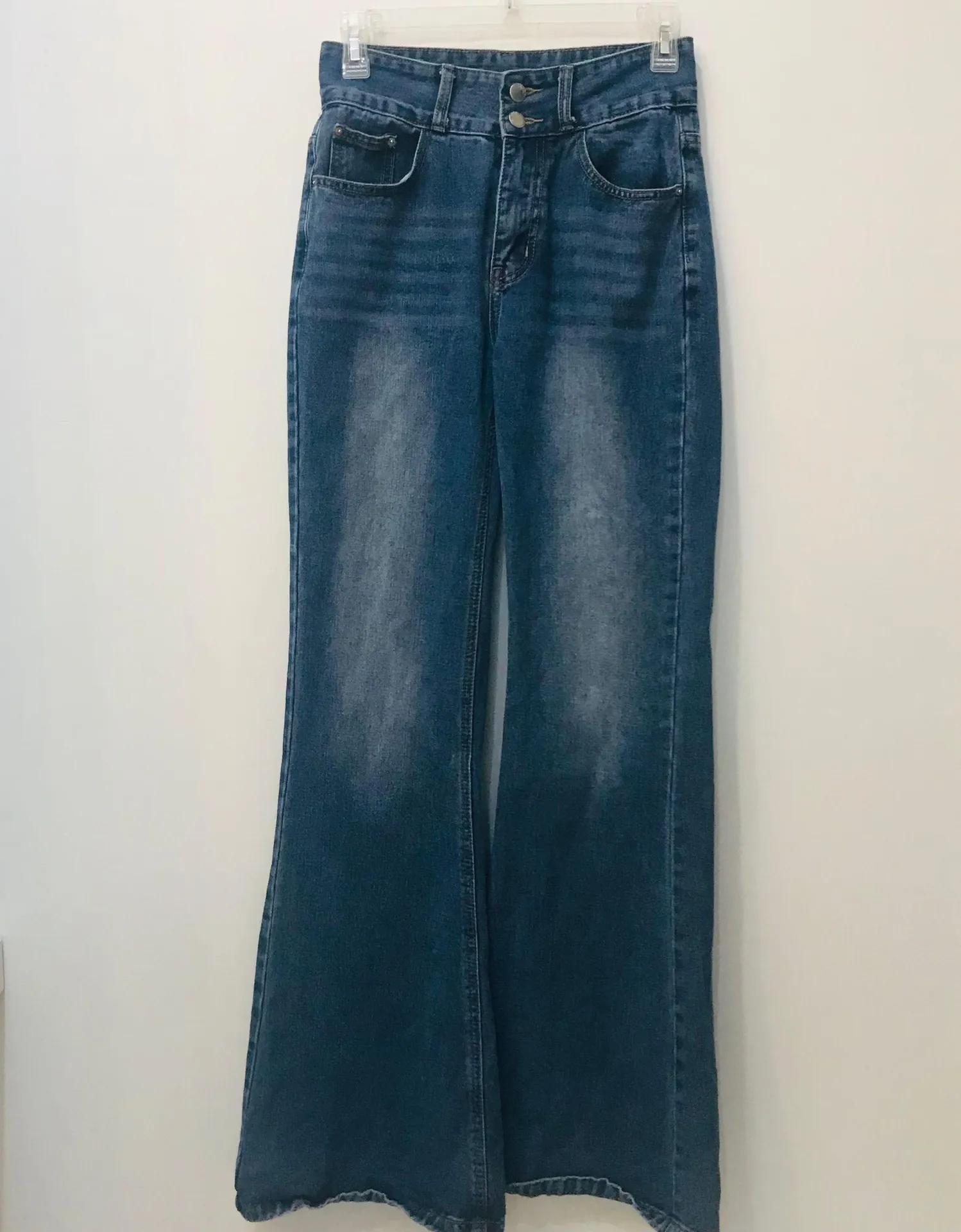 wide leg flare jeans double button size XS - Image 2