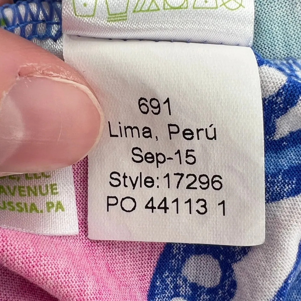 Lilly Pulitzer Women XS Alida Boatneck 3/4 Sleeve Top Multi Sea Jewels Blue Pink - Image 6