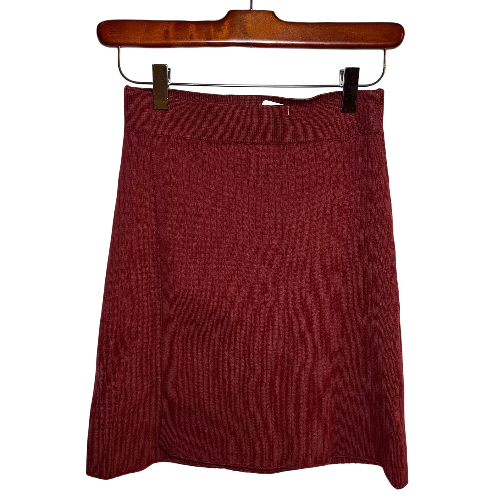 NWT Free People Sweater Wrap Mini Skirt Wine Burgundy Red Sz Small Mod Boho Soft - Image 3