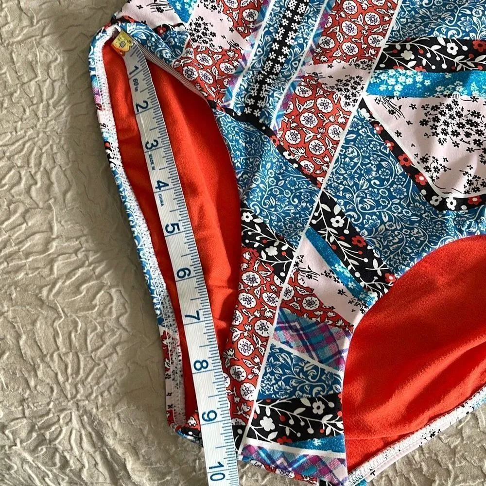 Sunseeker Australia Women's One Piece Swimsuit Blue White Red Patchwork Bohemia Size 6 - Image 11