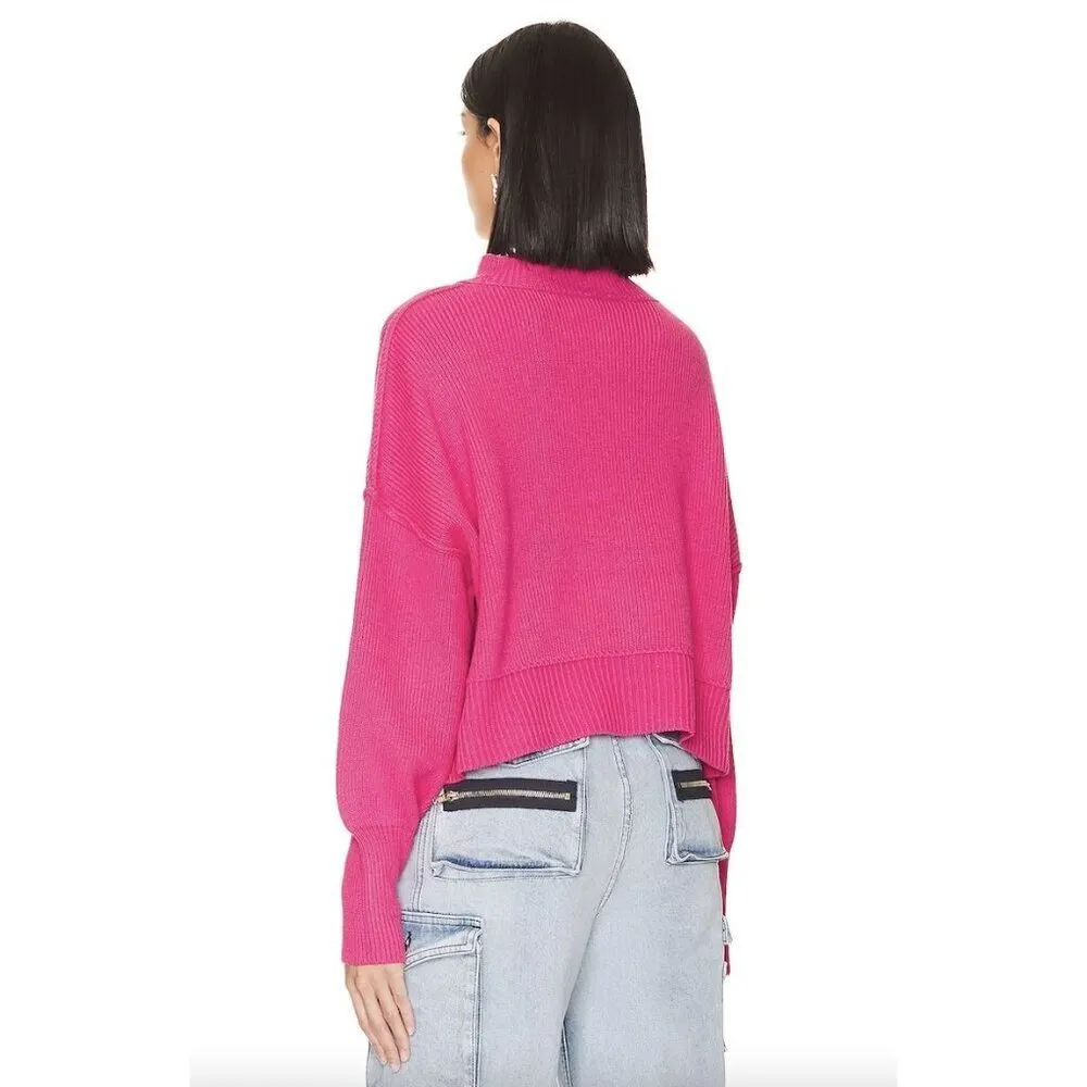 Free People  Easy Street Crop Pullover in Pink Firework Size Medium - Image 3