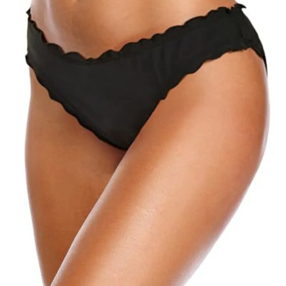 Black Scalloped Bikini Bottom, Ruffled, New, Hygienic Liner, Tags, Size L - Image 2