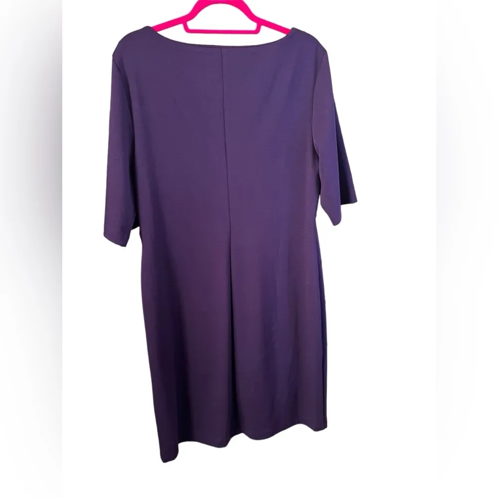 NWT Connected Apparel Purple Dress Sz 16 Plum Short Sleeves Career Work Office - Image 2