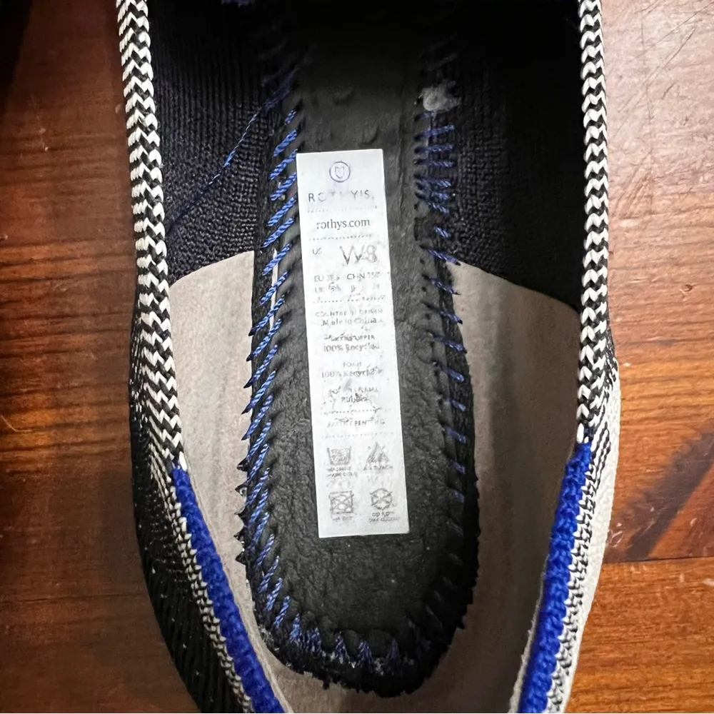 Rothy's The Flat Captoe Dove Grey Plaid Flat Size 8 Black - Image 6