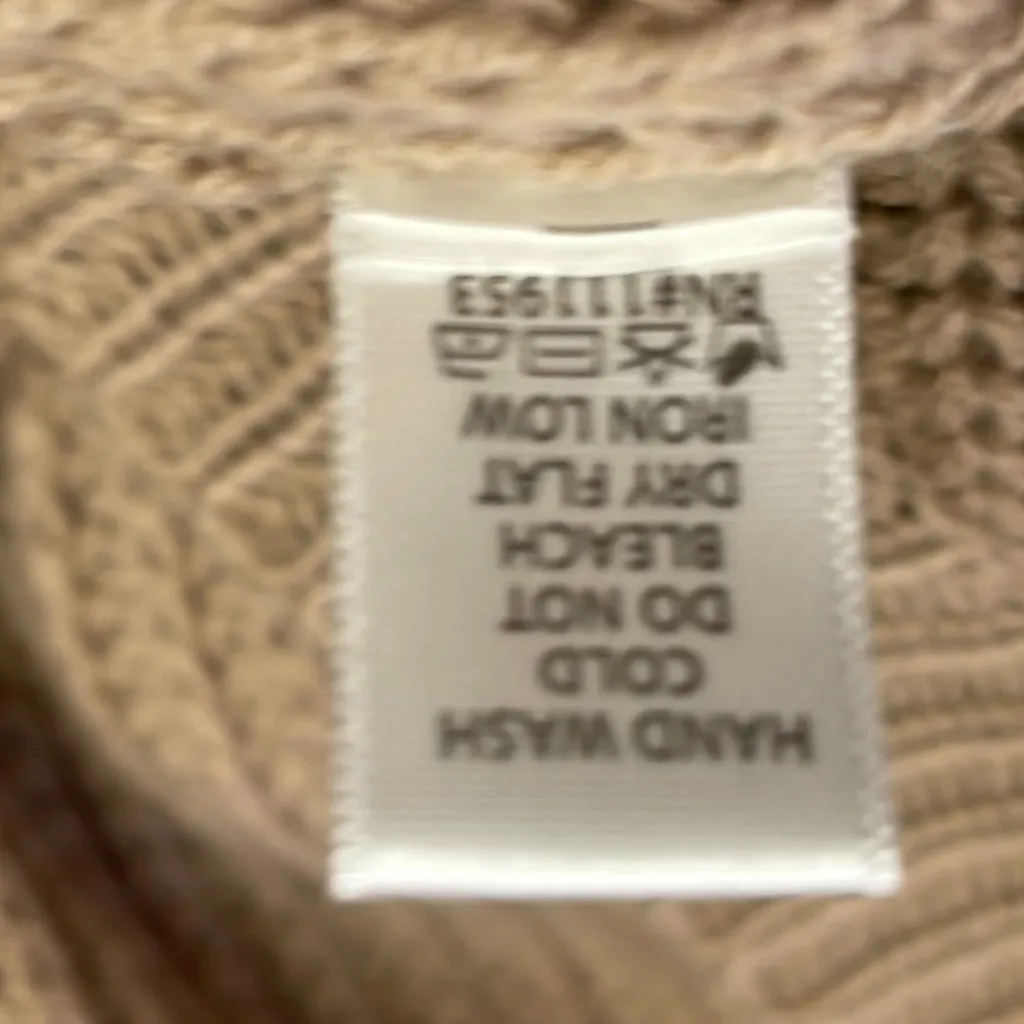 NWOT Distressed Dropped Long Sleeve Sweater in Khaki Tan Size L - Image 4