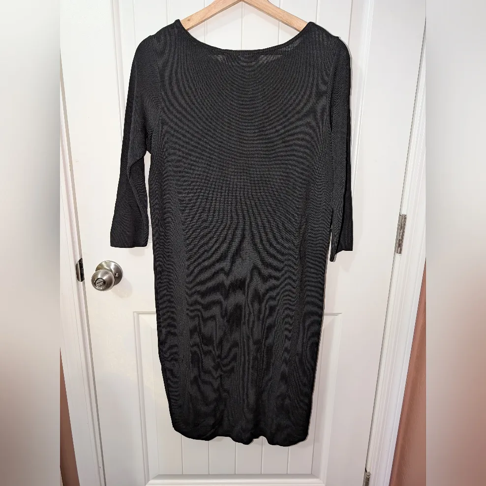 Vintage French Rags Knit Rayon Dress W2 Black Size 2 - Image 2