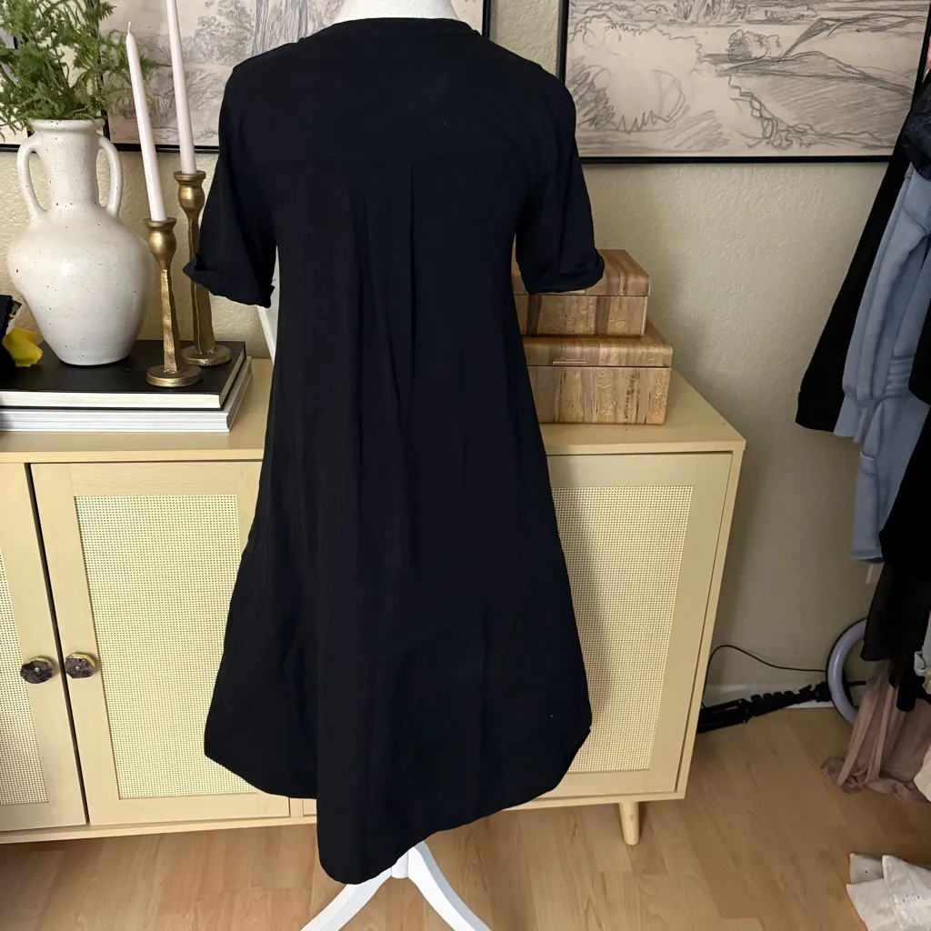 ME+EM Black Mixed Media Swing Dress‎ Cotton Twill Size 4 - Image 3