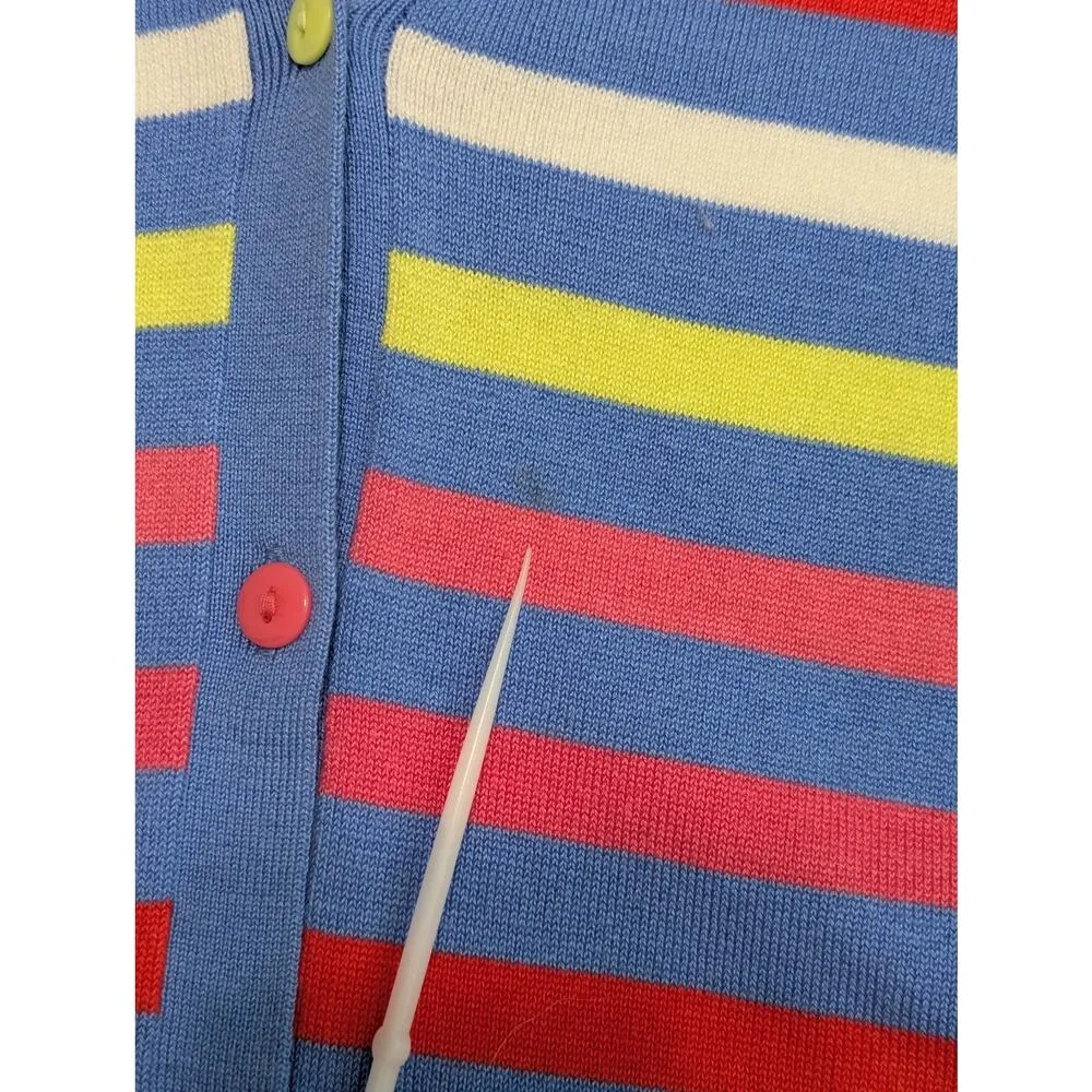 Pendleton Striped Multicolor Rainbow Cardigan Sweater Womens Small Preppy School - Image 4