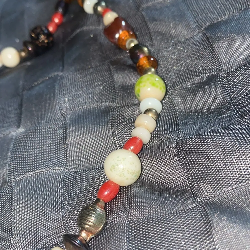 Express 40" glass bead necklace neutral tones of brown, red, amber, green - Image 6