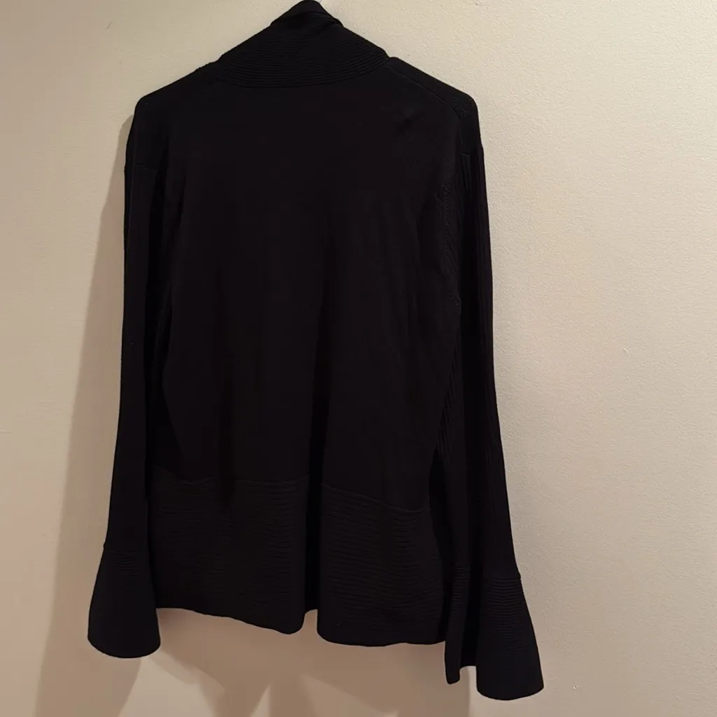 Black Pointelle Women's Sweater Size L - Image 4