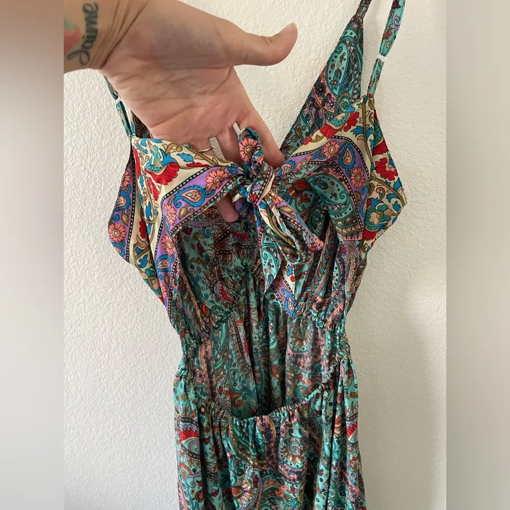 ART SILK Indian Dress Colorful Bohemian Women Multicolor Size M/L Green Size M - Image 4