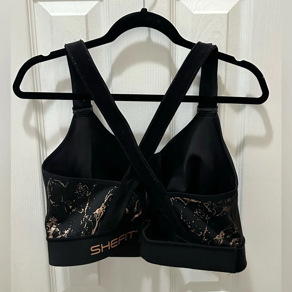 SHEFIT high impact adjustable bra size 4X black gold - Image 3
