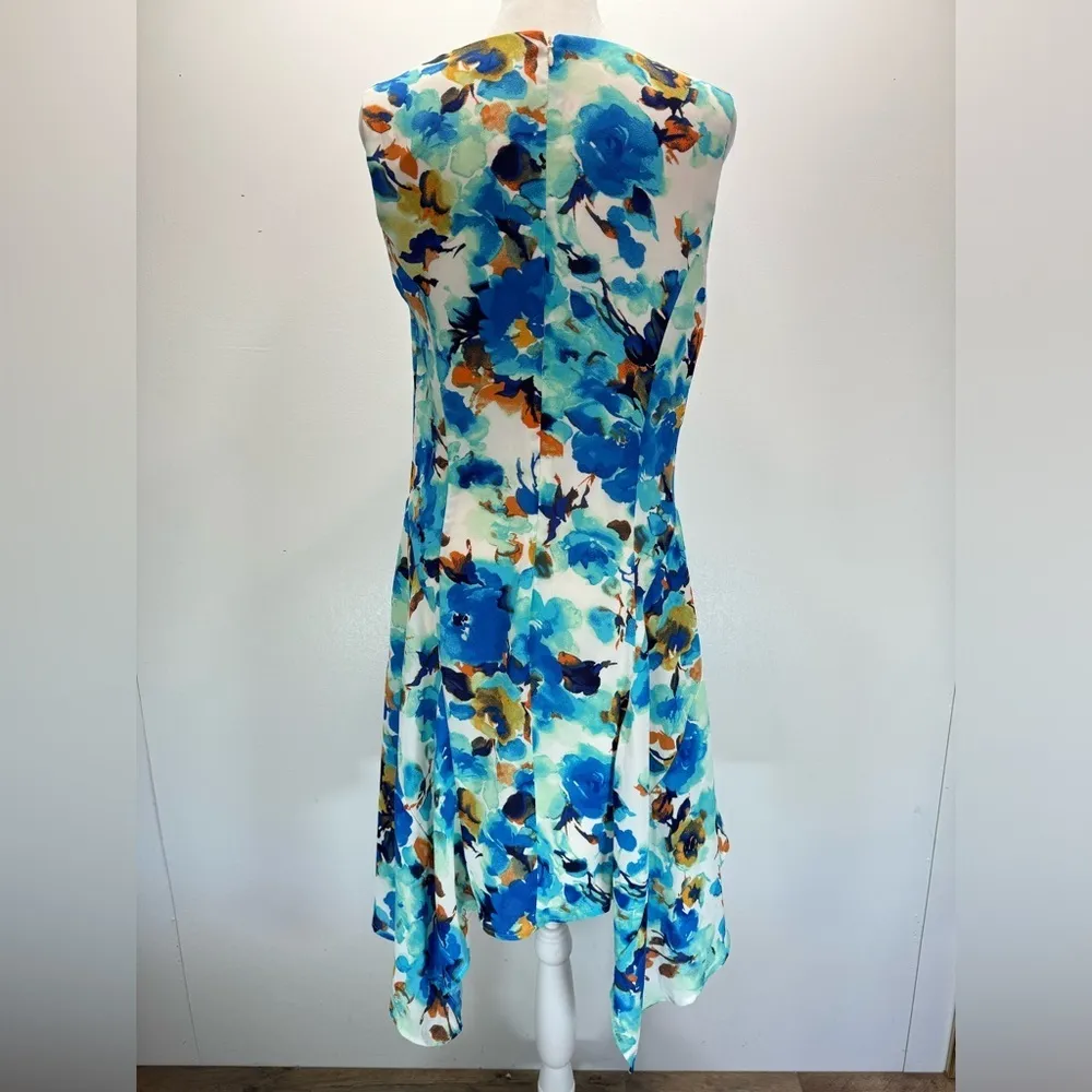Watercolor Floral Print Sleeveless Flowy Chiffon ModCloth Dress by Esley - Image 4