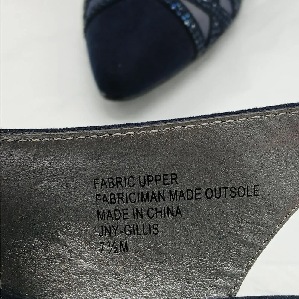 Jones New York Gillis Women High Heel Slingback Sandals 7.5M Blue Mob Wife Shoes - Image 8