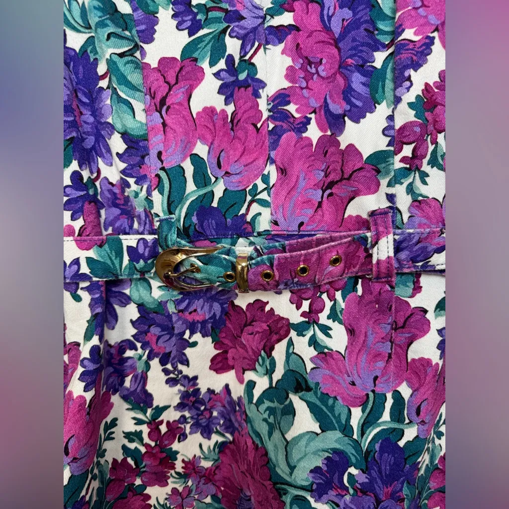 Show Me Your Mumu Zia Mini Denim Dress in Magenta Blooms size Medium $174 - Image 14