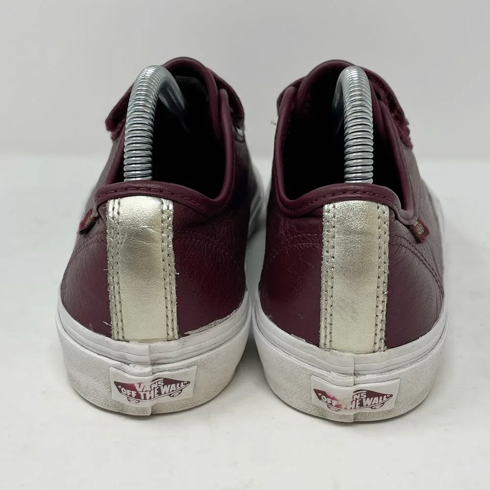 Vans Burgundy Leather Three Strap Skate Shoes Womens 9 Hook And Loop - Image 5